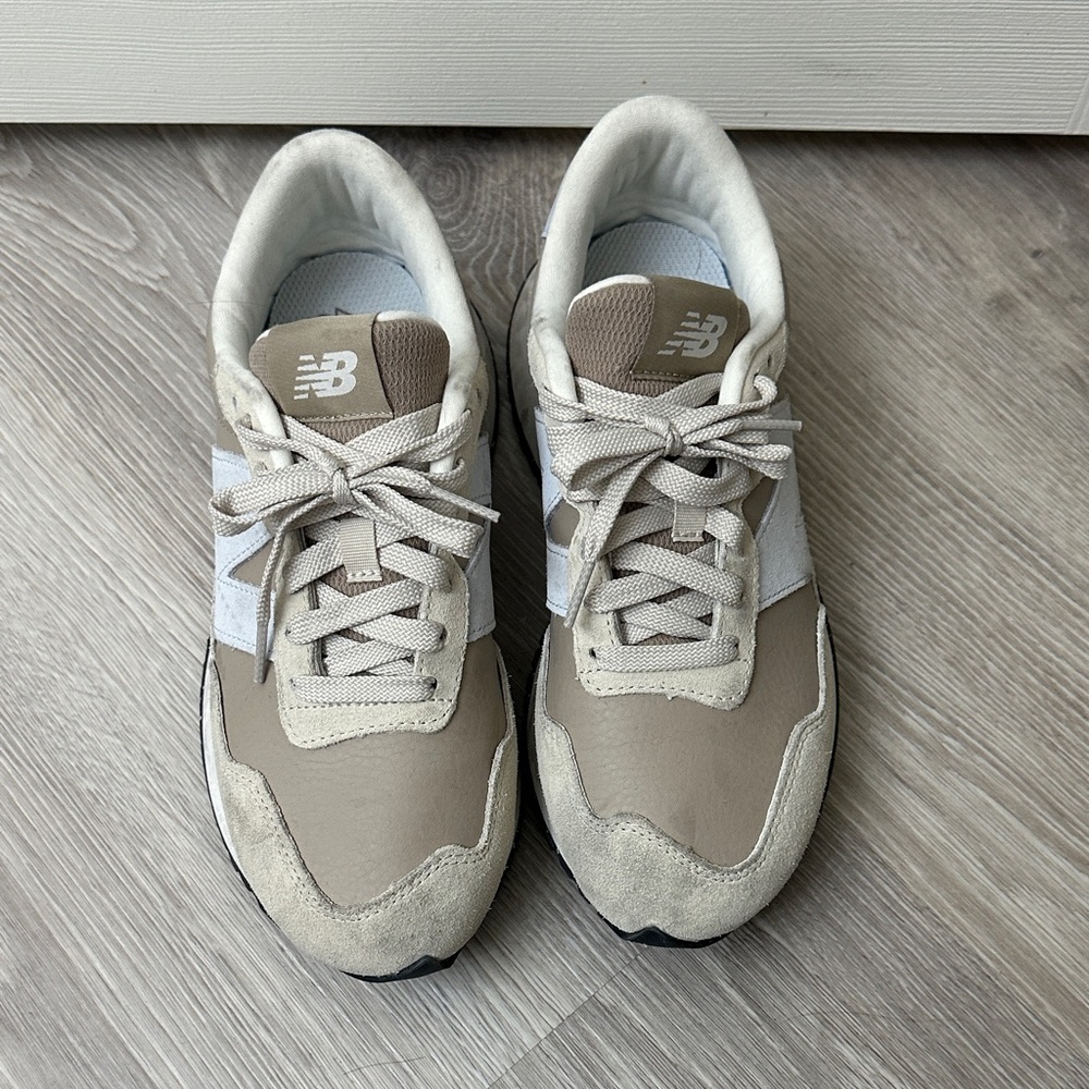 New Balance Taupe and White Athletic Shoes